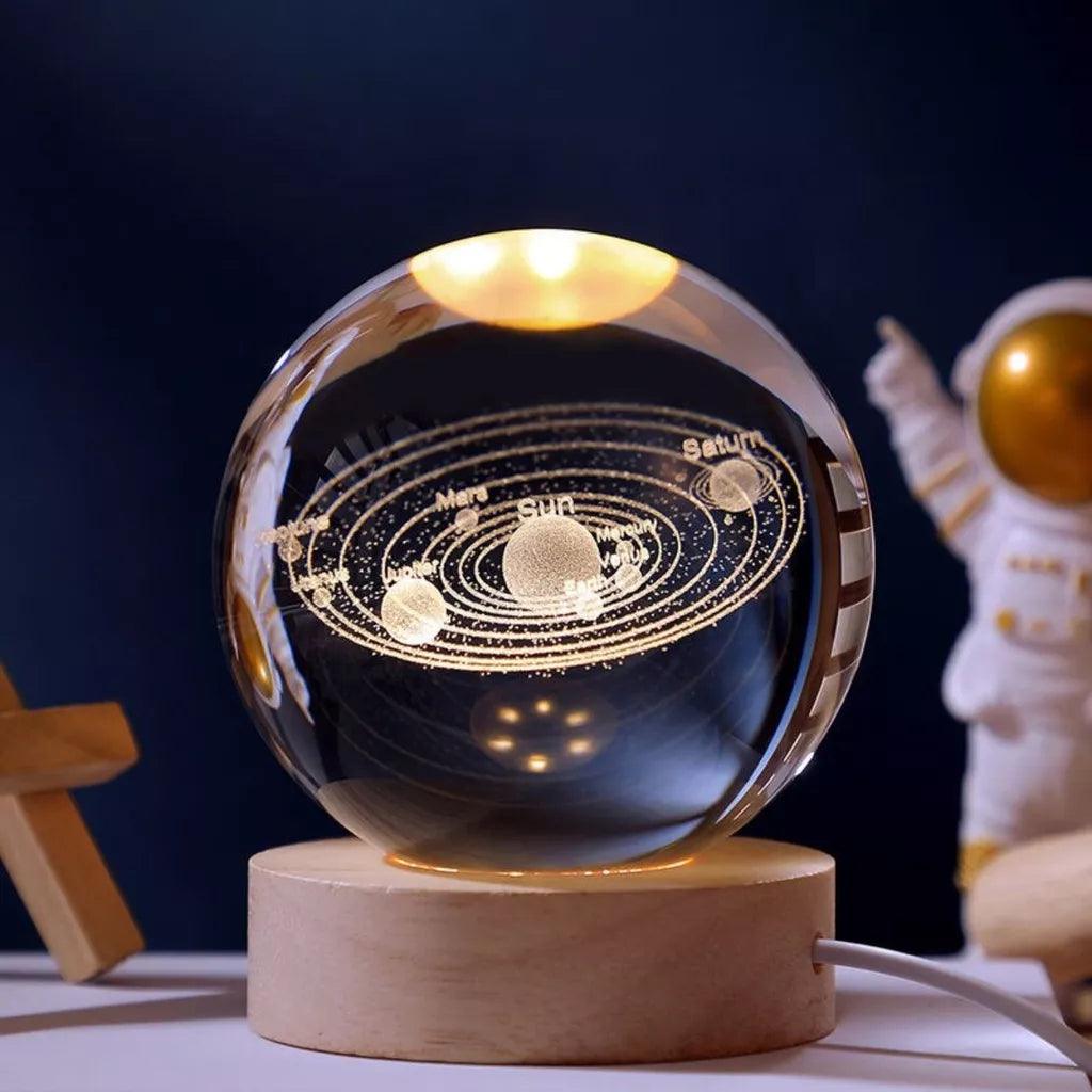 Luminária Bola De Cristal - Sistema Solar, Saturno, Globo Terrestri. - Visão Decor