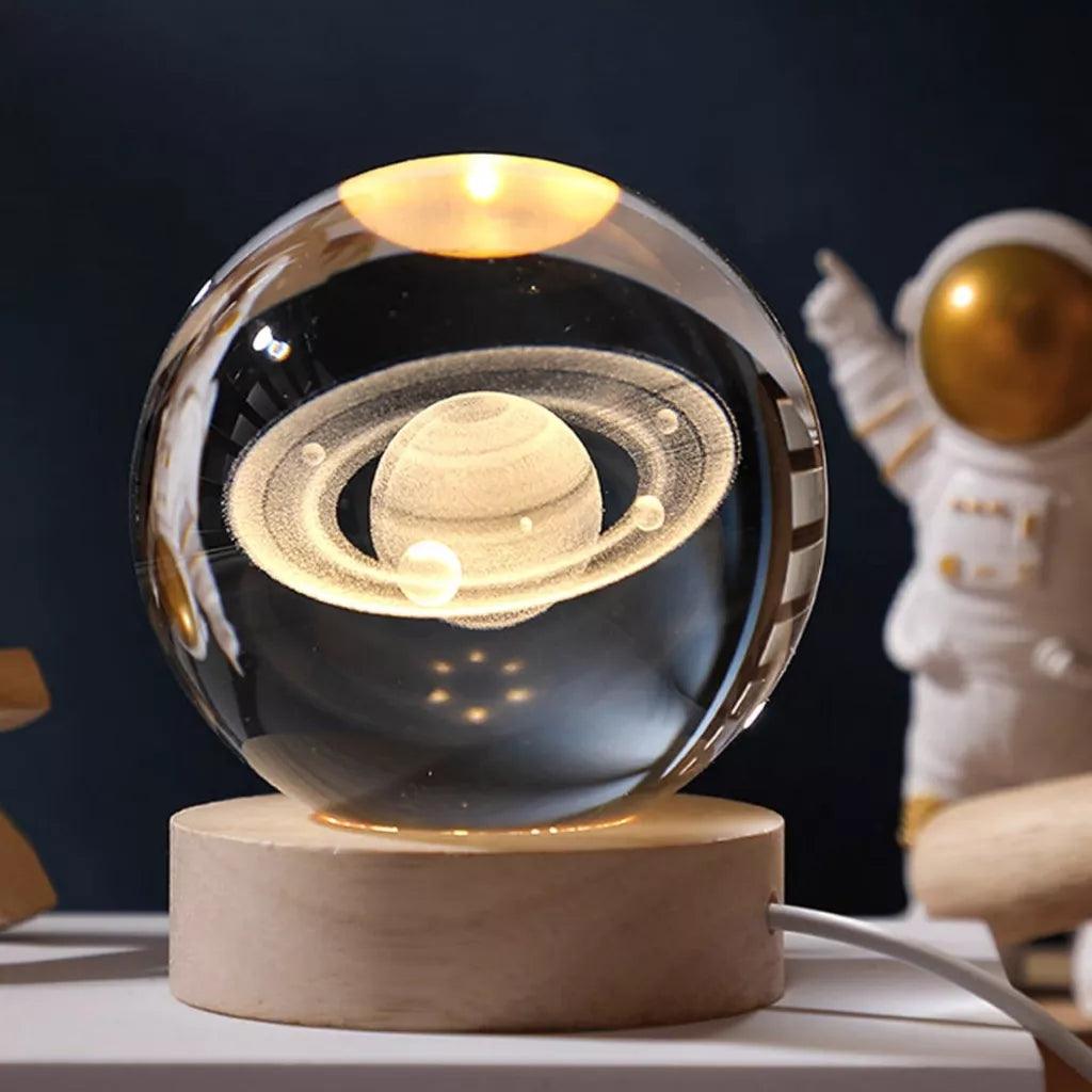 Luminária Bola De Cristal - Sistema Solar, Saturno, Globo Terrestri. - Visão Decor