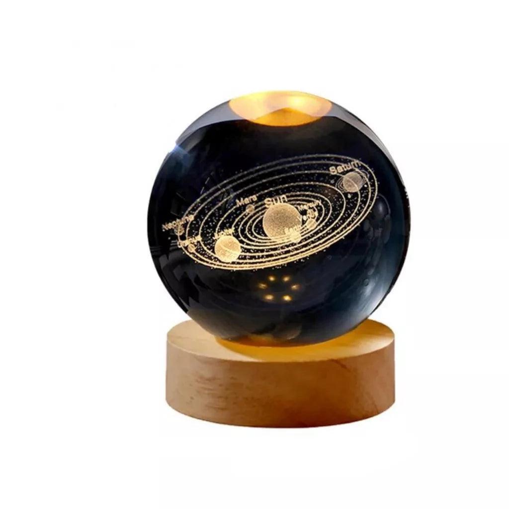 Luminária Bola De Cristal - Sistema Solar, Saturno, Globo Terrestri. - Visão Decor
