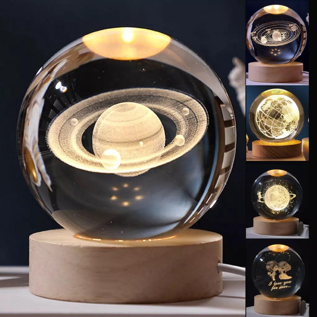 Luminária Bola De Cristal - Sistema Solar, Saturno, Globo Terrestri. - Visão Decor