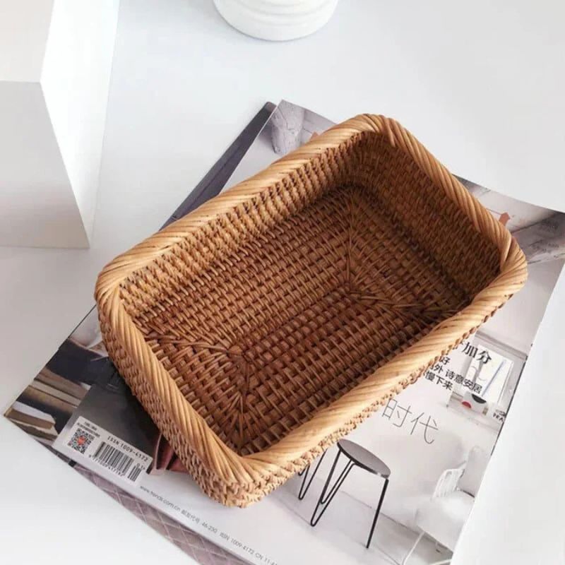 Cesto de Palha Rattan Vime Organizador Para Banheiro Feito à Mão