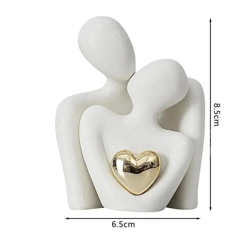 Estátua de Casal em Cerâmica para Decoração Moderna