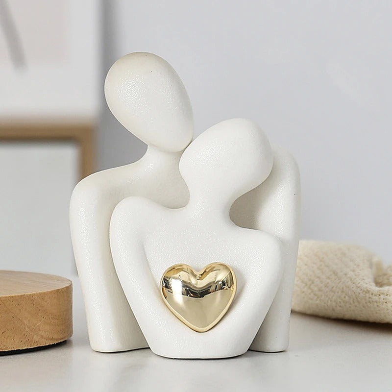Estátua de Casal em Cerâmica para Decoração Moderna