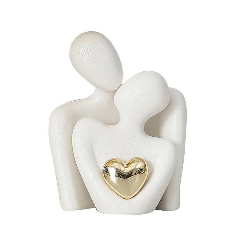 Estátua de Casal em Cerâmica para Decoração Moderna