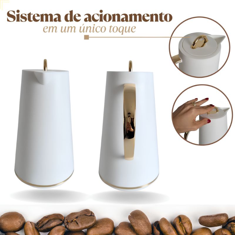 Garrafa Térmica de Café com Alça Dourada 1 Litro