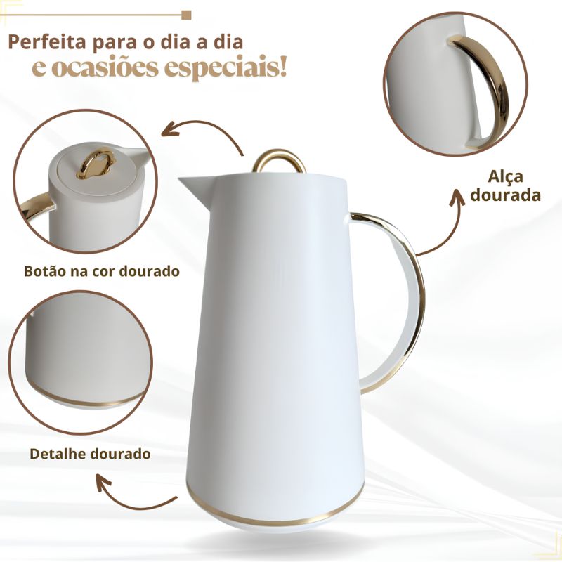 Garrafa Térmica de Café com Alça Dourada 1 Litro