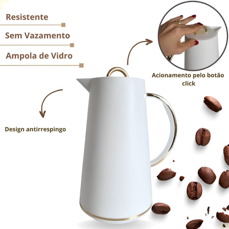 Garrafa Térmica de Café com Alça Dourada 1 Litro