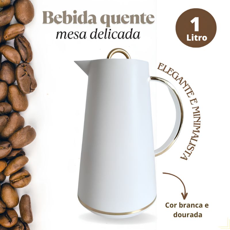 Garrafa Térmica de Café com Alça Dourada 1 Litro