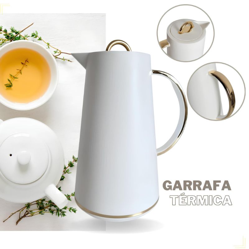 Garrafa Térmica de Café com Alça Dourada 1 Litro