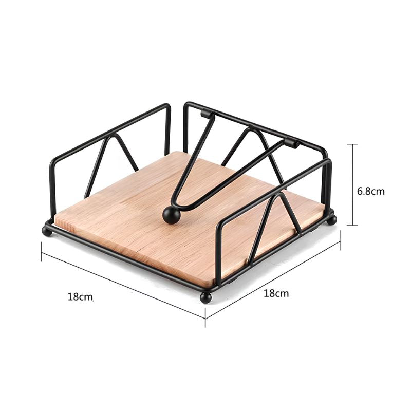 Porta Guardanapo de Mesa Premium em Inox e Bambu