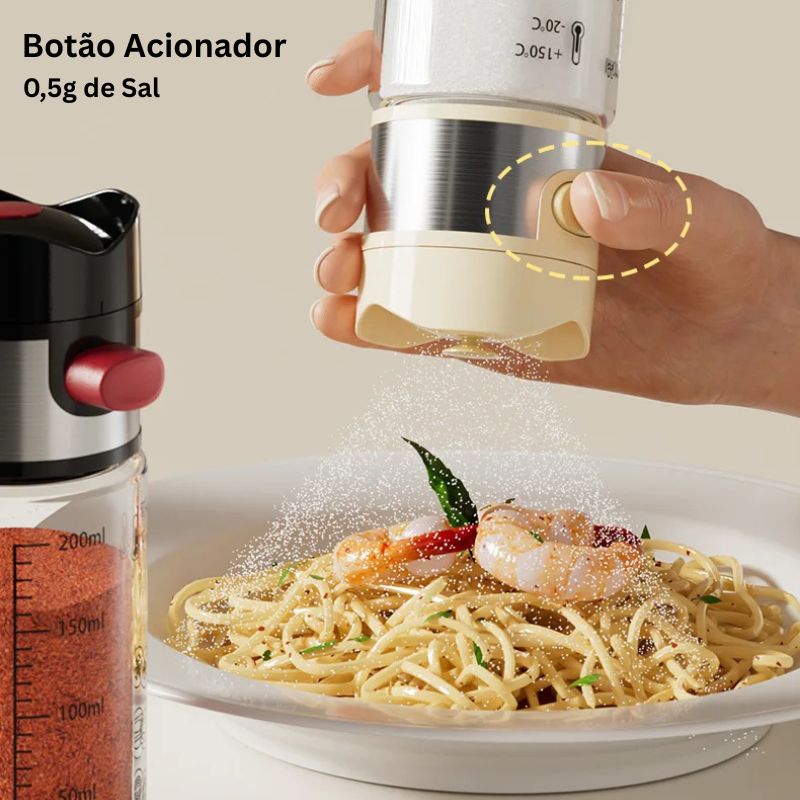 Saleiro de Vidro com Botão Dosador