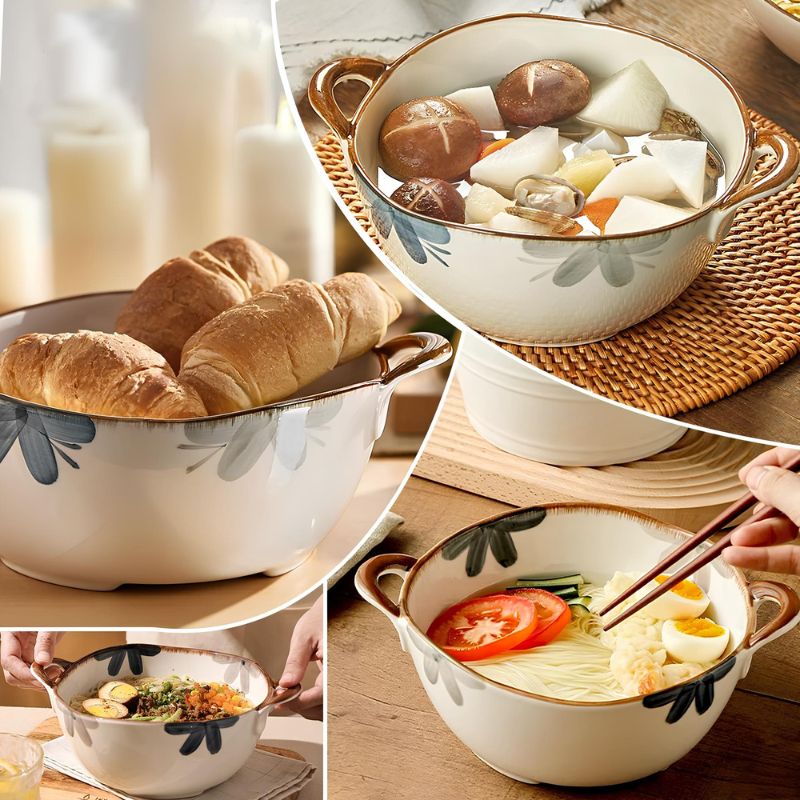 Tigela Bowl de Cerâmica para Caldos, Sopas, Saladas, Macarrão