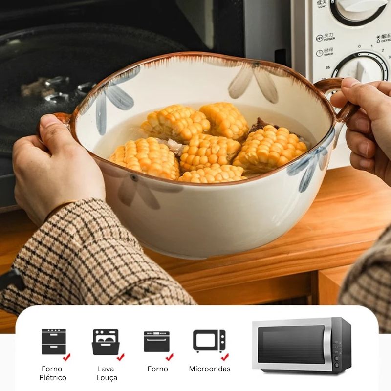 Tigela Bowl de Cerâmica para Caldos, Sopas, Saladas, Macarrão