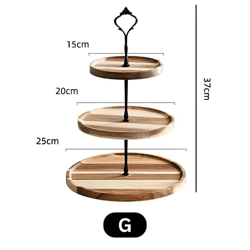 Bandeja e Suporte para Doces e Petiscos de 2 a 3 Andares em Madeira