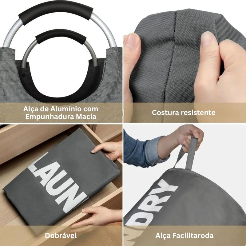 Cesto de Roupa Suja com Alça Dobrável