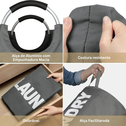 Cesto de Roupa Suja com Alça Dobrável