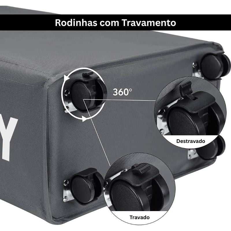 Cesto de Roupa Suja Dobrável com Rodinhas