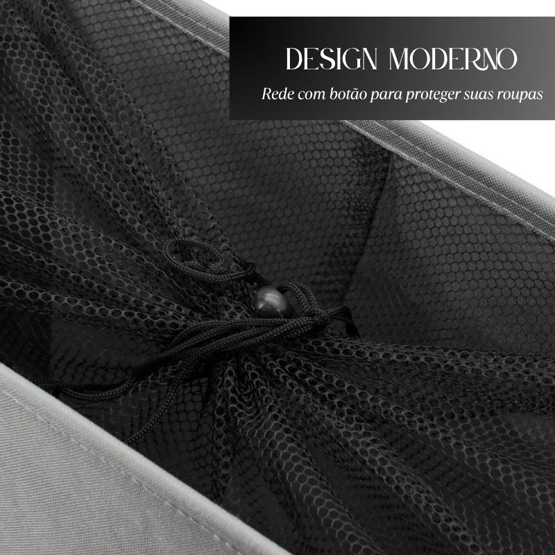 Cesto de Roupa Suja Dobrável com Rodinhas