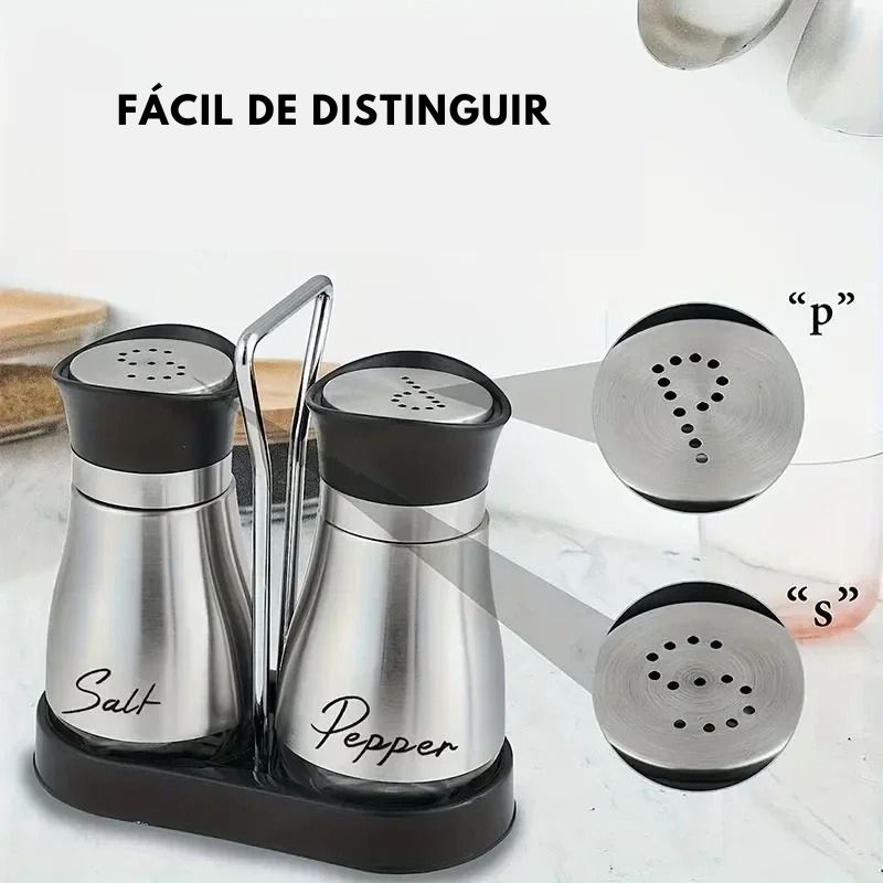 Conjunto de Saleiro e Pimenteiro com Suporte