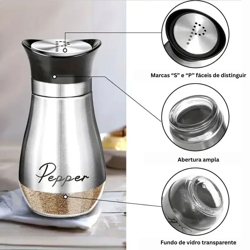 Conjunto de Saleiro e Pimenteiro com Suporte