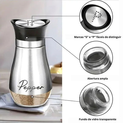 Conjunto de Saleiro e Pimenteiro com Suporte
