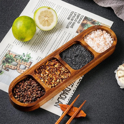 Dispenser de Madeira para Servir Molhos e Petiscos