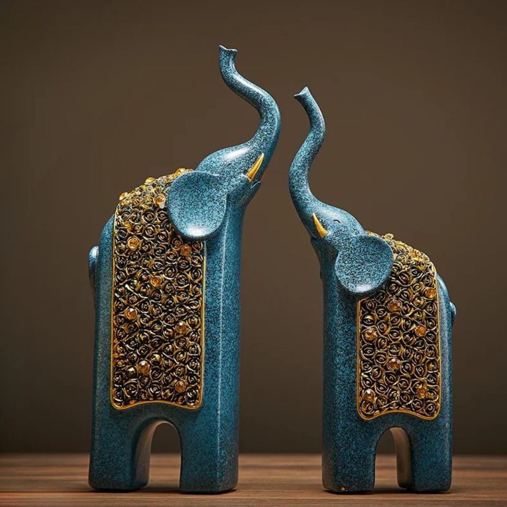 Escultura Decorativa Elefantes da Prosperidade