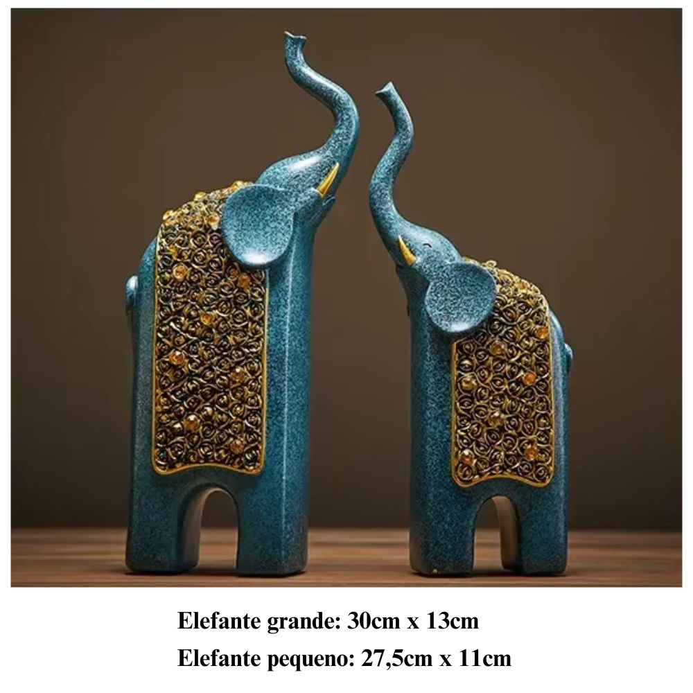 Escultura Decorativa Elefantes da Prosperidade