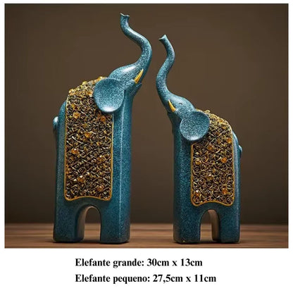 Escultura Decorativa Elefantes da Prosperidade