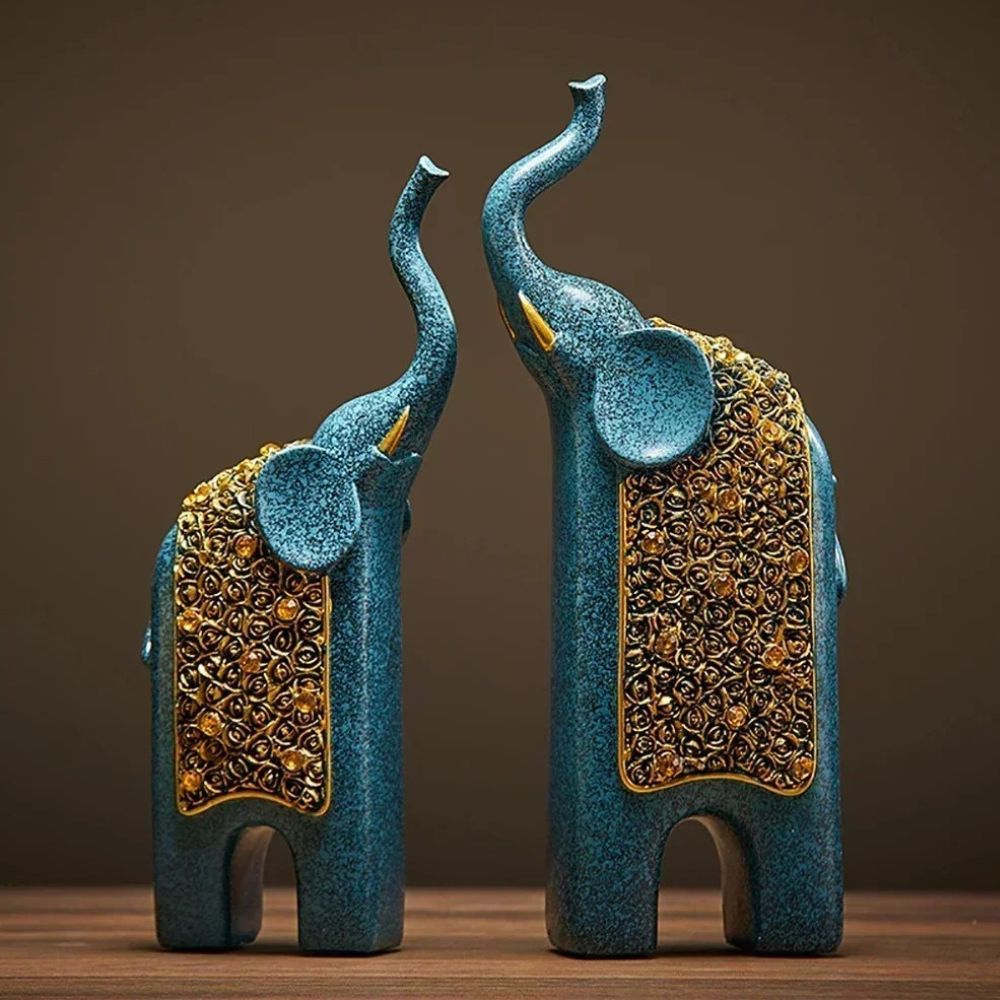Escultura Decorativa Elefantes da Prosperidade