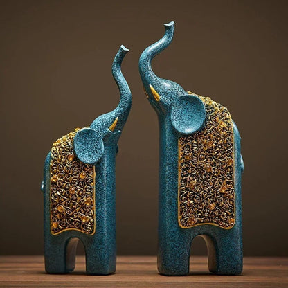 Escultura Decorativa Elefantes da Prosperidade