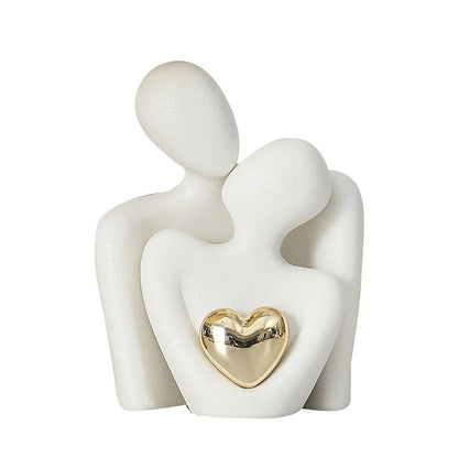 Estátua de Casal em Cerâmica para Decoração Moderna