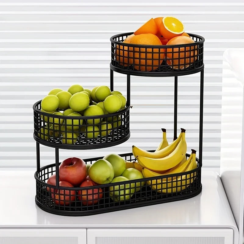 Fruteira de Mesa Moderna 3 Andares em Metal