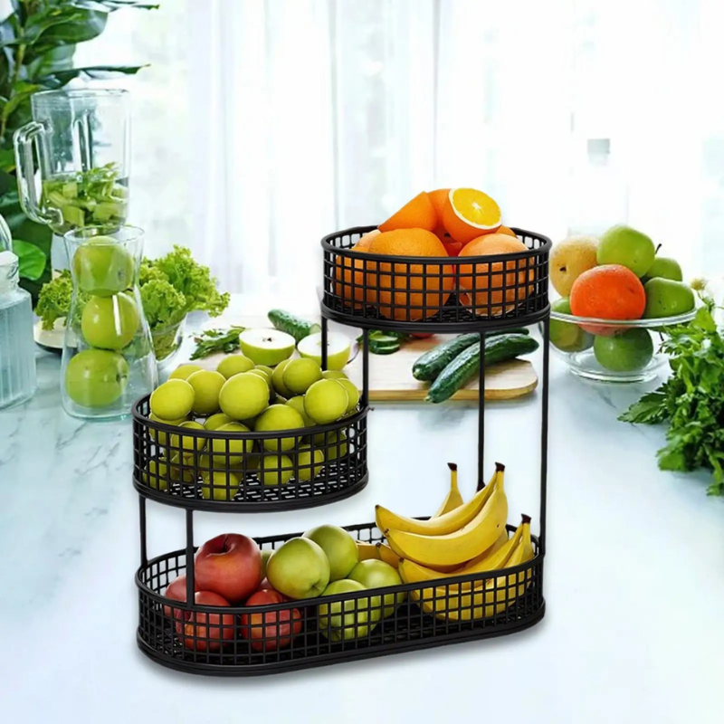 Fruteira de Mesa Moderna 3 Andares em Metal