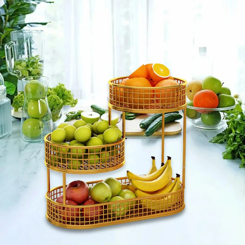 Fruteira de Mesa Moderna 3 Andares em Metal