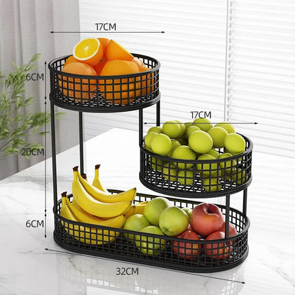 Fruteira de Mesa Moderna 3 Andares em Metal