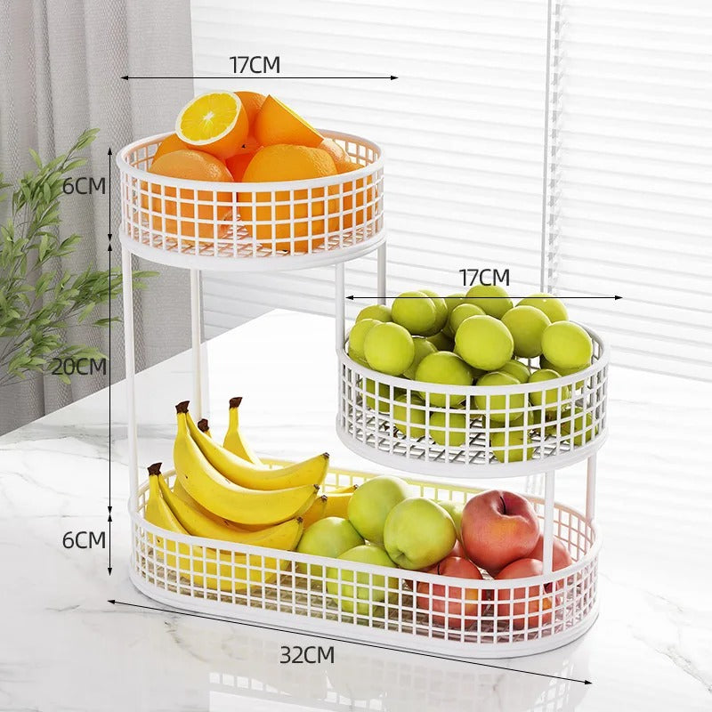 Fruteira de Mesa Moderna 3 Andares em Metal