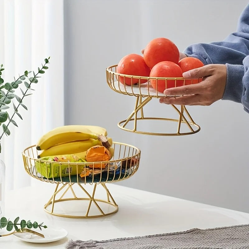 Fruteira de Mesa Redonda Dourada