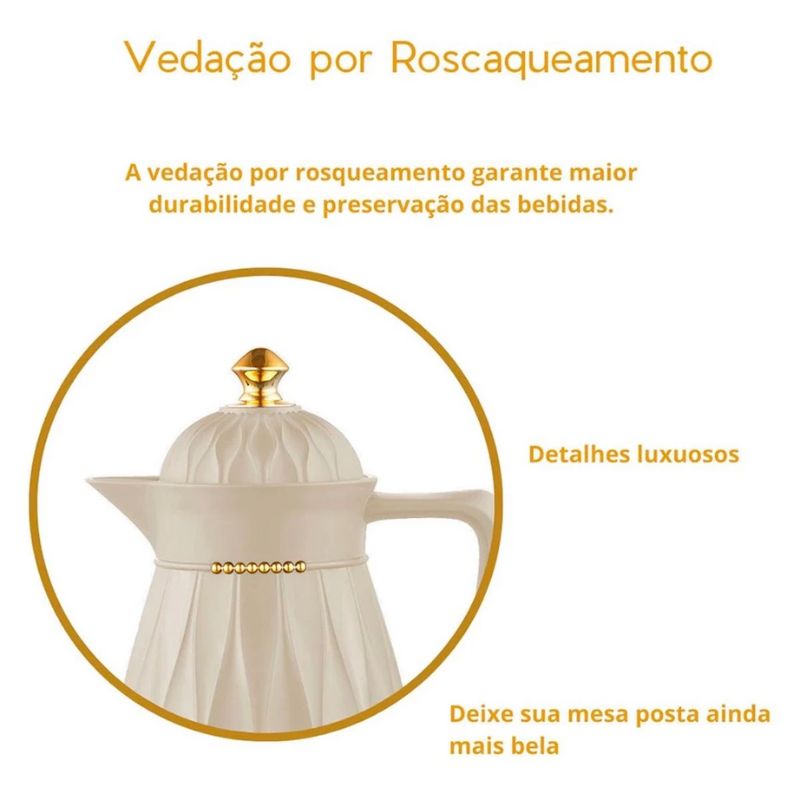 Garrafa Térmica de Café Branca Sofisticada - 1 Litro