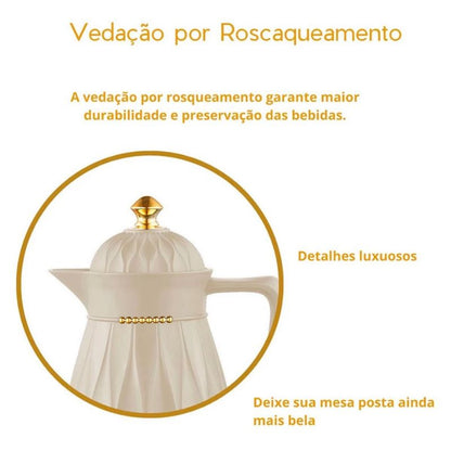 Garrafa Térmica de Café Branca Sofisticada - 1 Litro