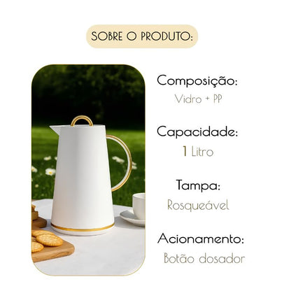 Garrafa Térmica de Café com Alça Dourada 1 Litro