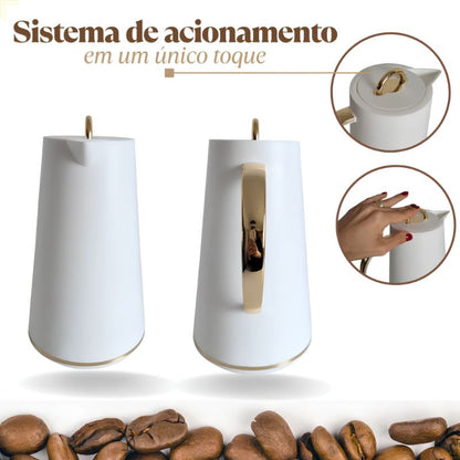 Garrafa Térmica de Café com Alça Dourada 1 Litro