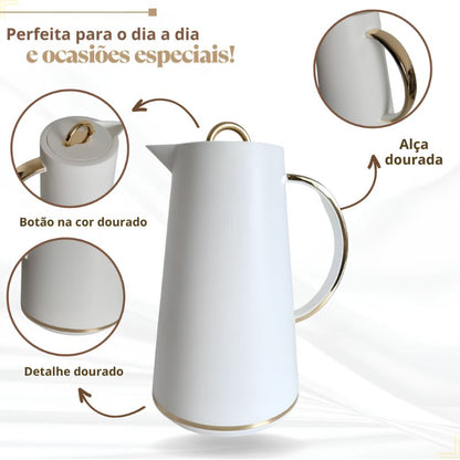 Garrafa Térmica de Café com Alça Dourada 1 Litro