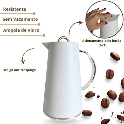 Garrafa Térmica de Café com Alça Dourada 1 Litro